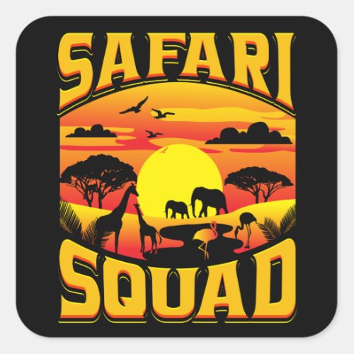 Safari Squad Zoo African Animals Square Sticker