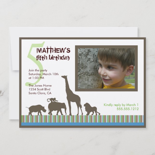 Safari Stripes Photo Invitation (Front)