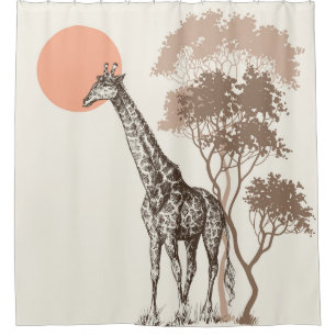 Safari Sunset Giraffe Nature Scenery Shower Curtain