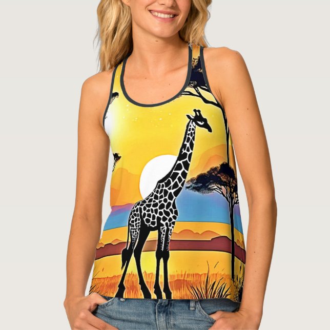 Safari Sunset: Giraffe's Embrace Tank Top (Front)