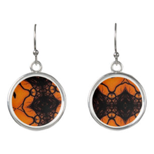 Safari sunset pattern geometric art orange earrings