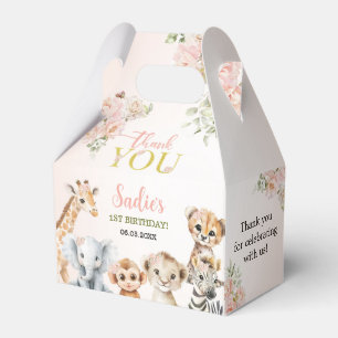 Safari Sweet Girl Floral Birthday Favor Boxes