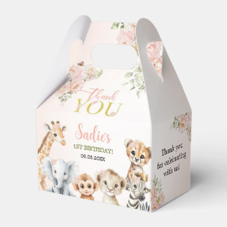Safari Sweet Girl Floral Birthday  Favor Boxes