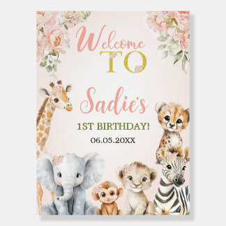 Safari Sweet Girl Floral Birthday  Foam Board