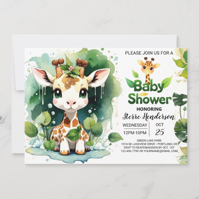 Safari Tales Baby Giraffe Baby Shower Invitation (Front)