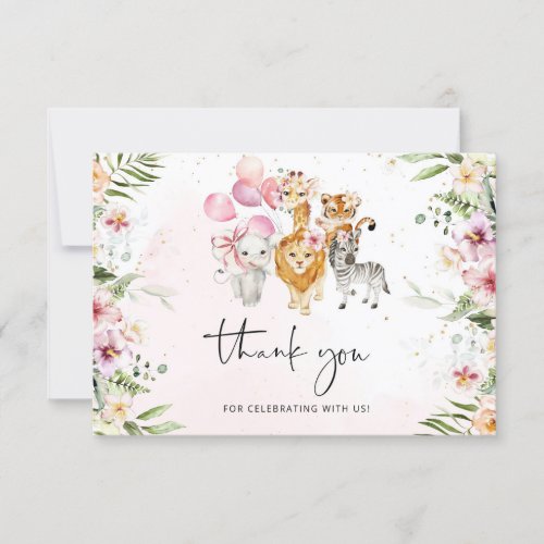 Safari thank you card Girl jungle birthday Card