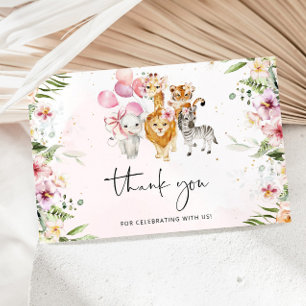 Safari thank you card. Girl jungle birthday Card