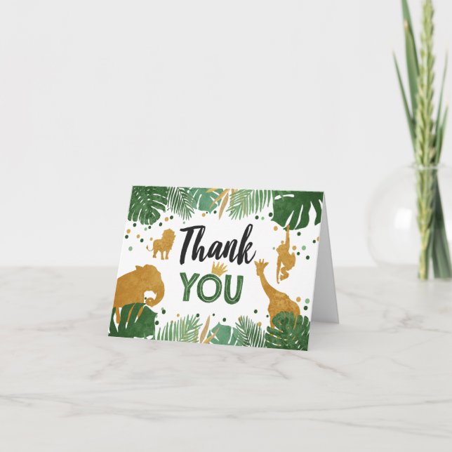 Safari Thank you card Wild one Zoo Jungle Animals (Front)
