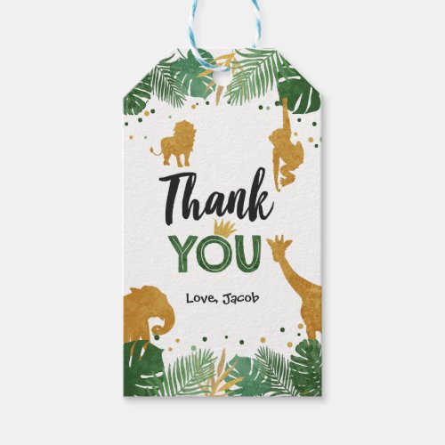 Safari thank you favor gift tag Jungle Zoo Animals
