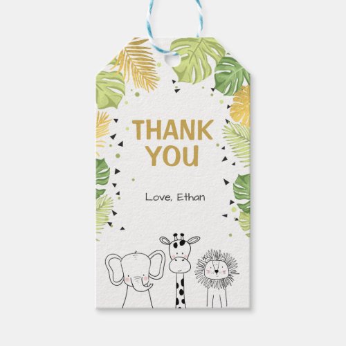 Safari thank you favor gift tag Jungle Zoo Animals