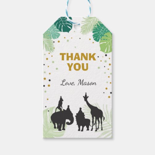 Safari thank you favor gift tag Jungle Zoo Animals