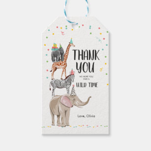 Safari thank you favor Jungle Zoo Party Animals Gift Tags