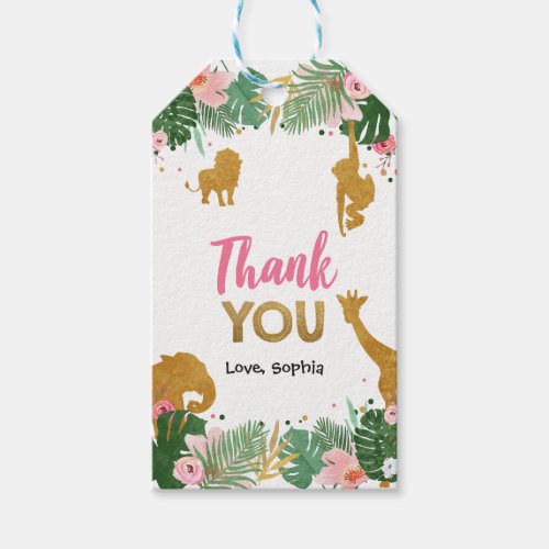 Safari Thank You Favor Tag Jungle Animals Girl