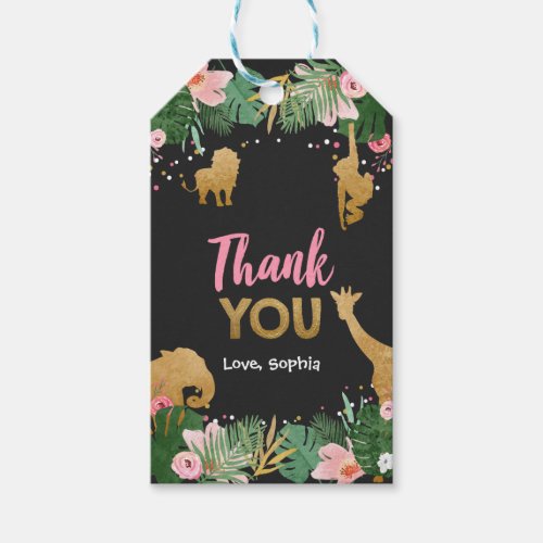 Safari Thank You Favor Tag Jungle Animals Girl Zoo