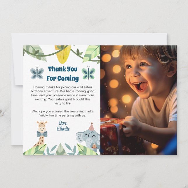 Safari, Thank You For Coming card, with Photo (Front)