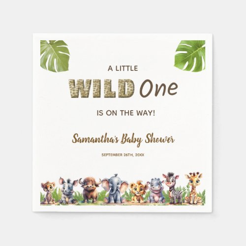 Safari Theme A Little Wild One Baby Shower  Napkins