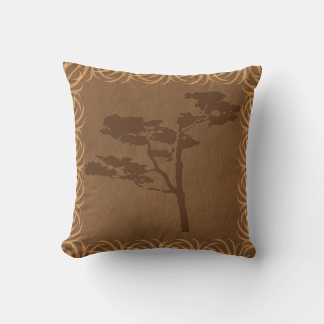 Safari Theme  Acacia Tree Silhouette Throw Pillow (Front)
