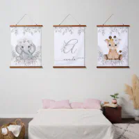 Safari Theme Baby Girl Name Nursery Decor Hanging Tapestry Zazzle