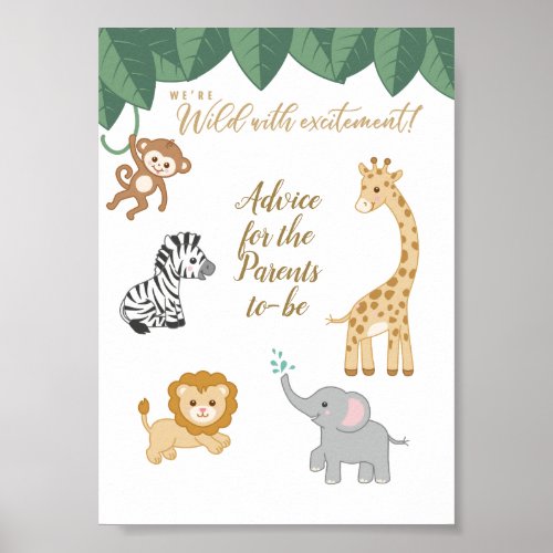 Safari theme Baby Shower Advice for the Parents To Poster