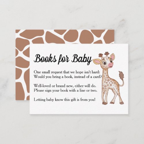 Safari Theme Baby Shower Book Request Enclosure  Note Card