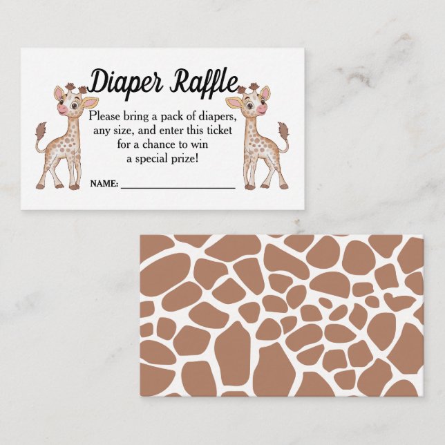 Safari Theme Baby Shower Diaper Raffle Ticket  Enc Enclosure Card (Front/Back)