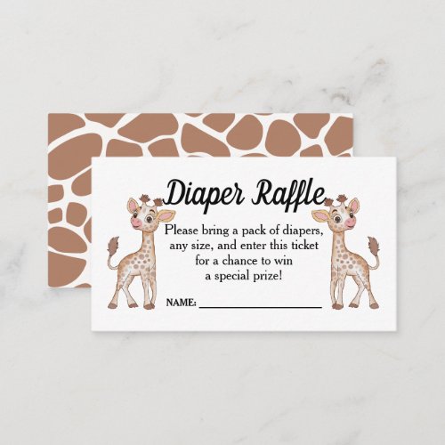Safari Theme Baby Shower Diaper Raffle Ticket  Enc Enclosure Card