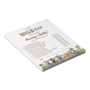 Safari Theme Baby Shower Game Guess Who Notepad