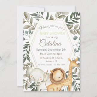 Safari Theme Baby Shower Invitation