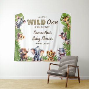 Safari Theme Baby Shower Welcome Sign Tapestry