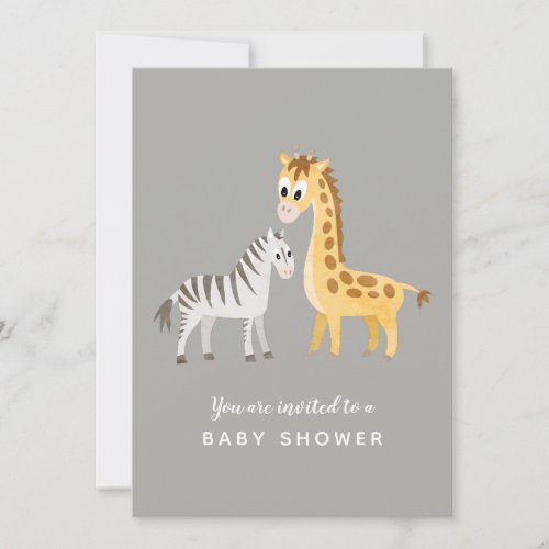 Safari Theme Baby Shower Zebra and Giraffe Invitation