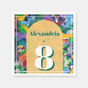 Safari Theme Birthday Custom Age Name Napkins