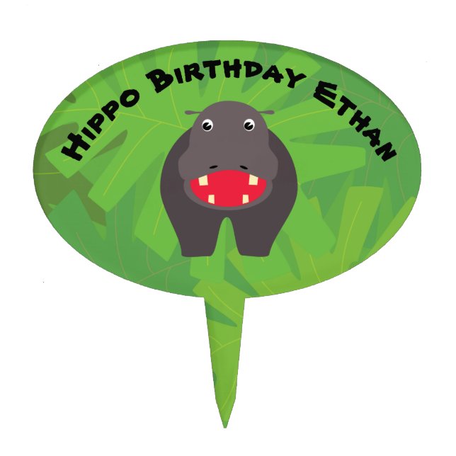 Safari theme birthday - hippo cake topper (Front)