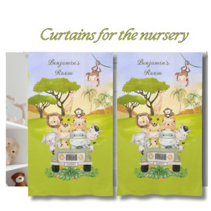 Safari Theme Boy's Nursery Room Curtain