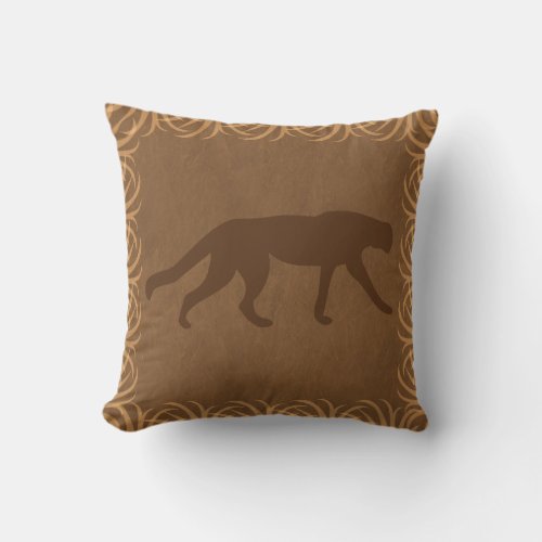 Safari Theme Cheetah _ Leopard_ Jaguar Silhouette Throw Pillow