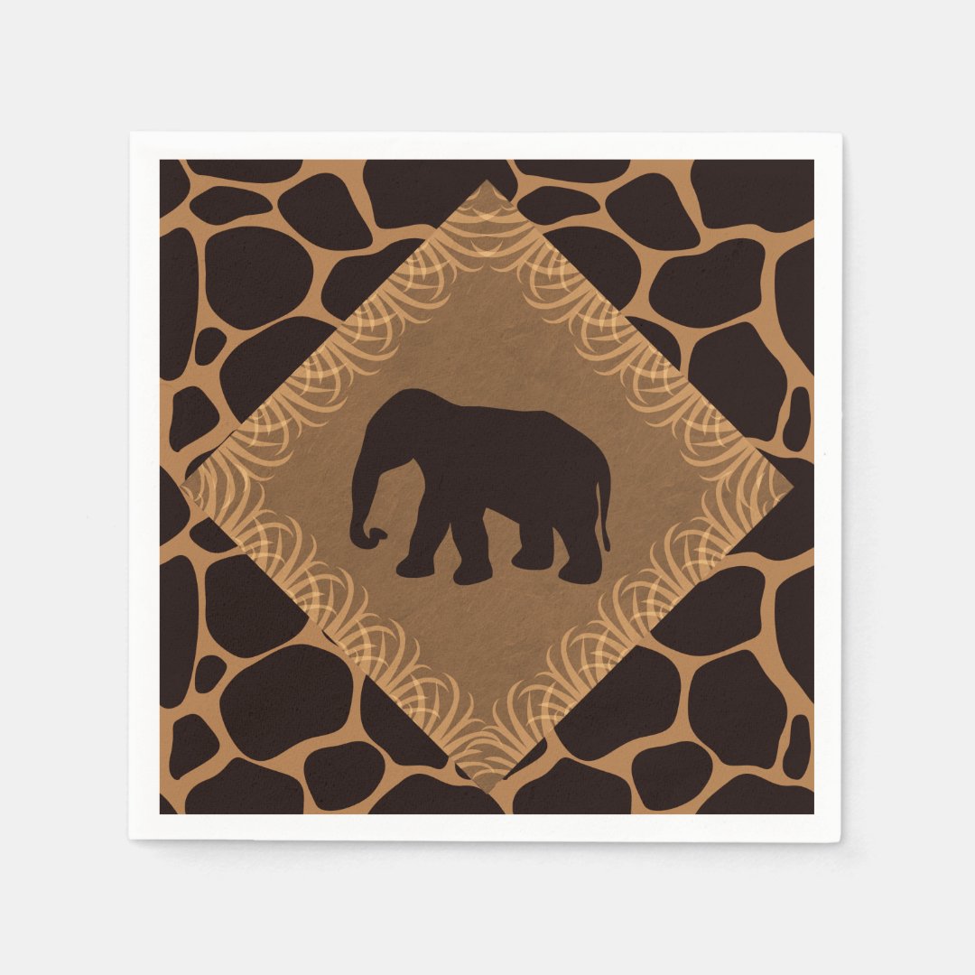 Safari Theme Elephant Over Giraffe Print Napkins Zazzle