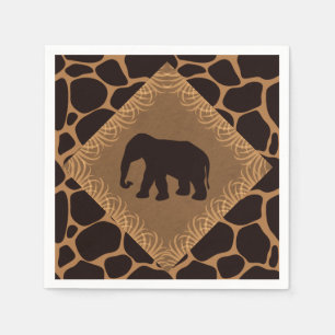 Safari Theme Elephant Over Giraffe Print Napkins