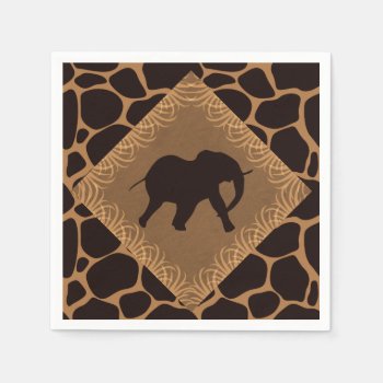 Safari Theme Elephant Over Giraffe Print Paper Napkins by DesignedwithTLC at Zazzle
