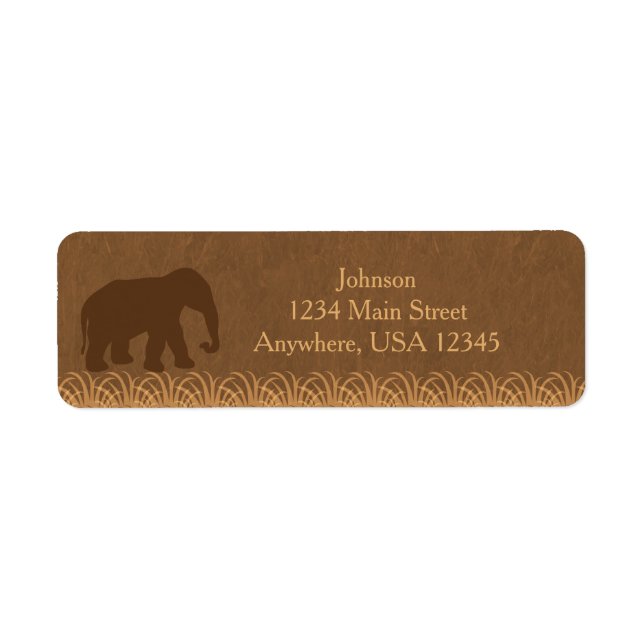 Safari Theme | Elephant Silhouette |  Personalized Label (Front)