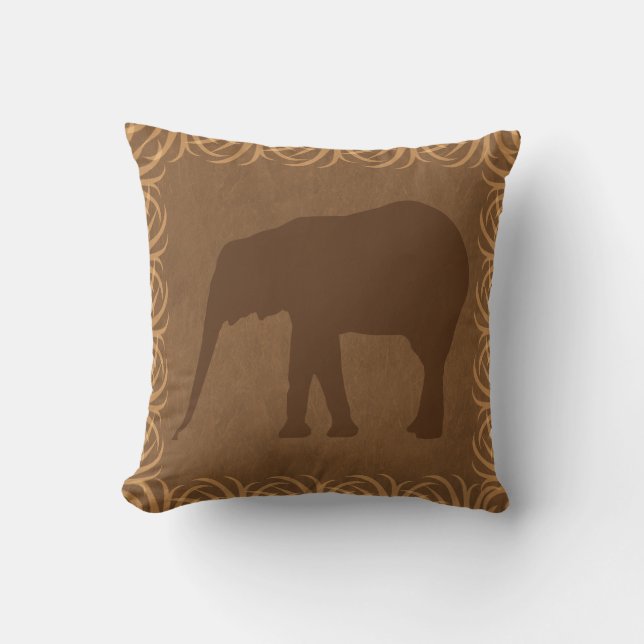 Safari Theme Elephant Silhouette Throw Pillow (Front)