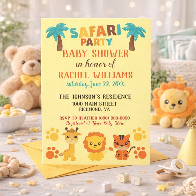 Safari Theme Gender Neutral Baby Shower Invitation (Creator Uploaded)