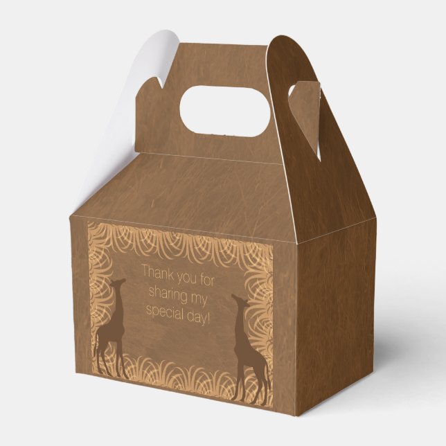 Safari Theme Giraffe Party Favor Box (Front Side)