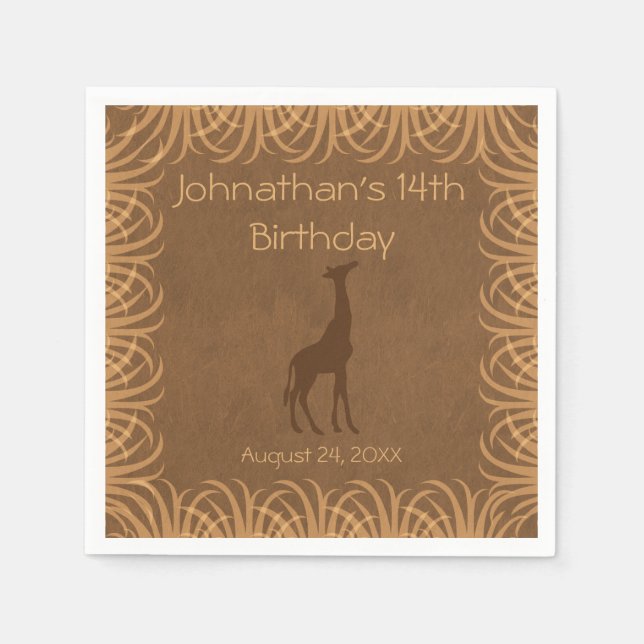 Safari Theme Giraffe Personalized Napkins (Front)