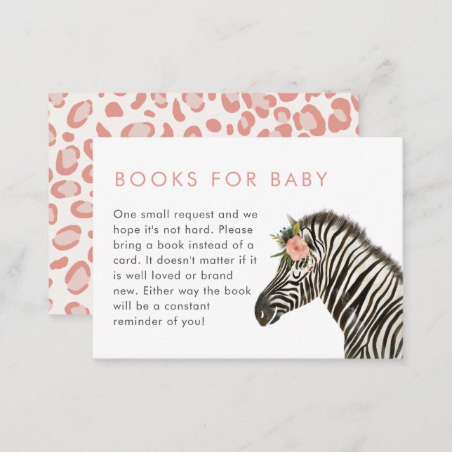 Safari Theme Girl Baby Shower Book Request Enclosure Card (Front/Back)