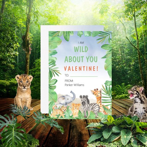 Safari Theme I Am Wild About You Valentines Day Note Card