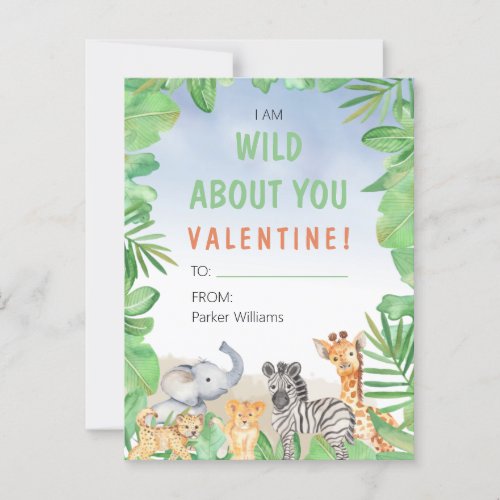 Safari Theme I Am Wild About You Valentines Day Postcard