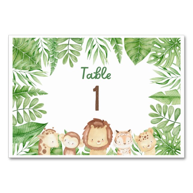 Safari Theme Jungle Table Signs Number (Front)