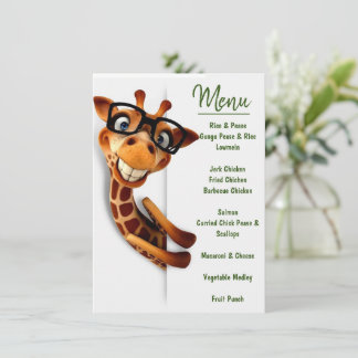 Safari Theme Menu Card
