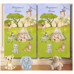 Safari Theme Name Boy's Nursery Room Curtain