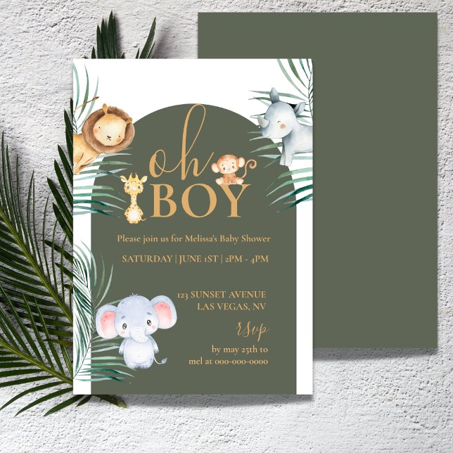 Safari Theme Oh Boy Baby Shower Invitation (Creator Uploaded)