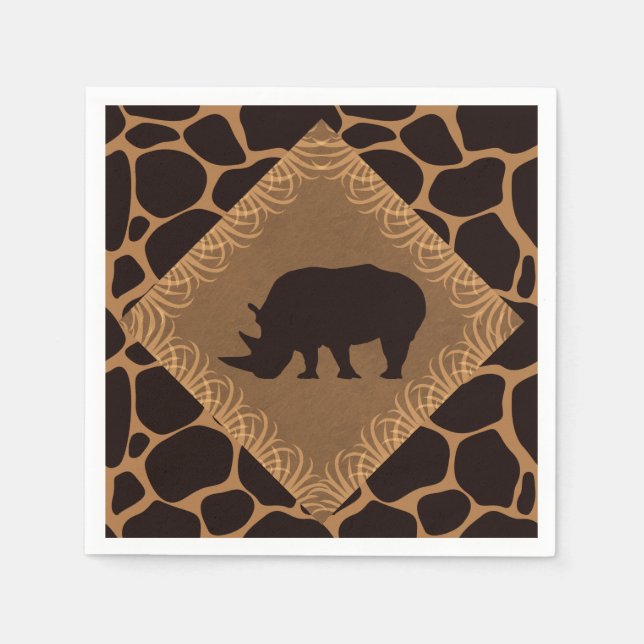 Safari Theme Rhinoceros Paper Napkins (Front)